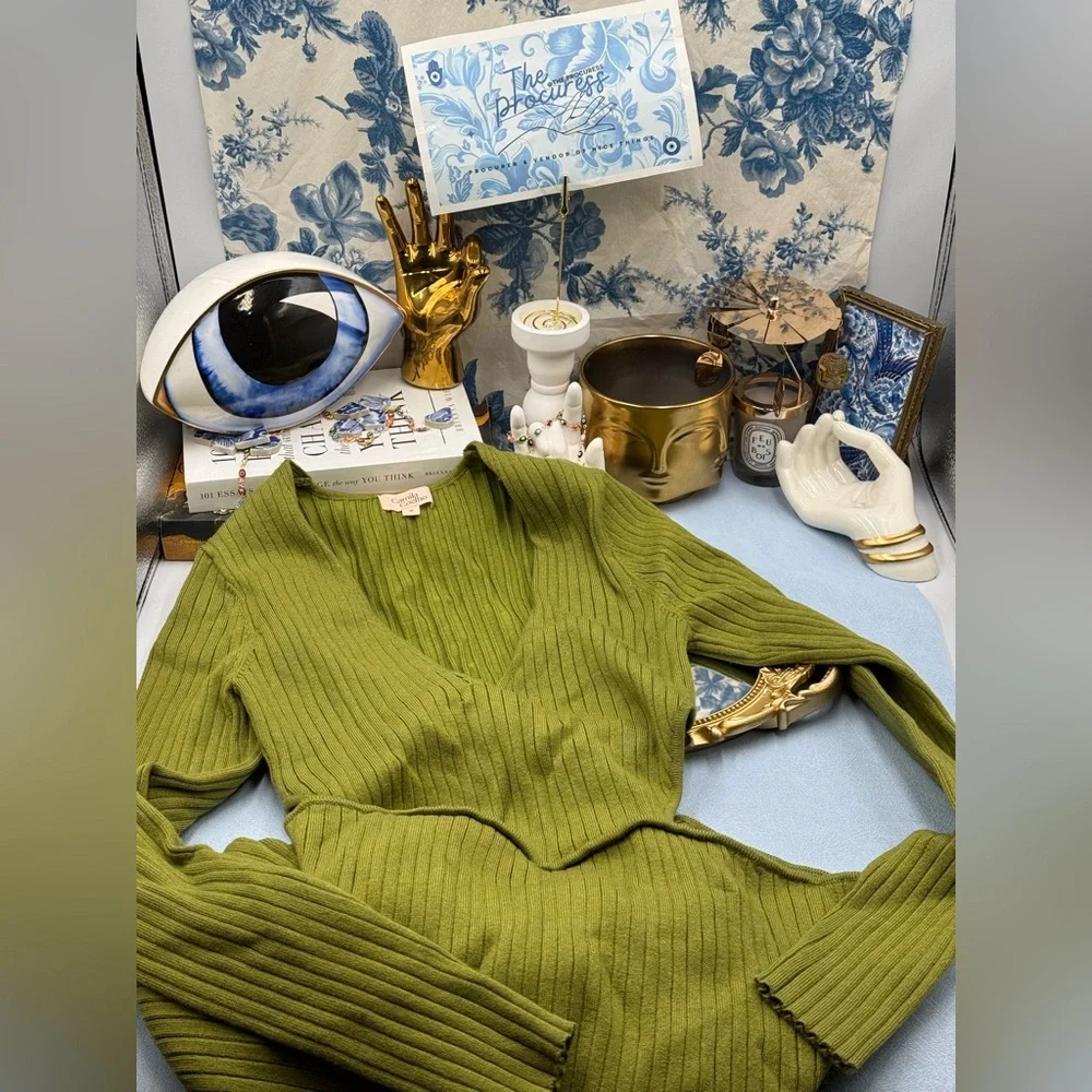 🆕 CAMILA COELHO 🧿 NWOT Rosabella Knit Midi Dress, Olive - Sz S